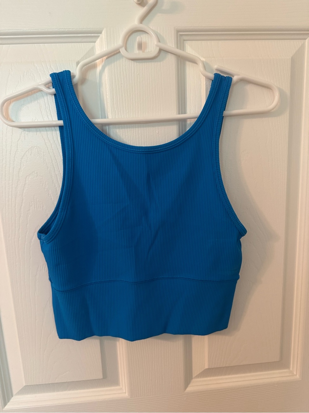 Blue Ribbed  active wear Crop Tank Top - Women's Active Casual